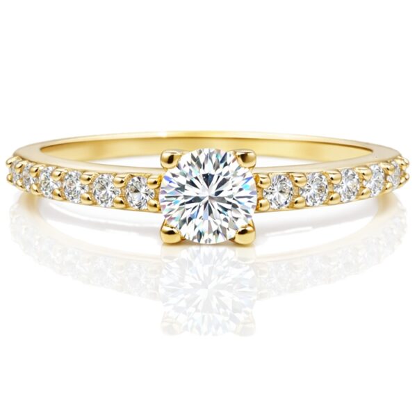 Sárga arany oldalköves eljegyzési gyűrű