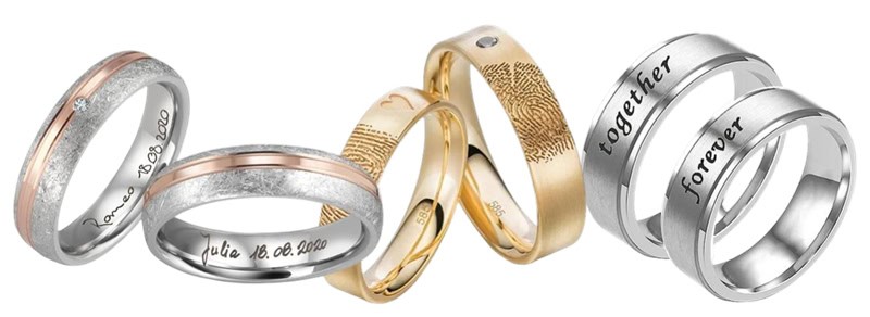 lézergrevírozott karikagyűrűk