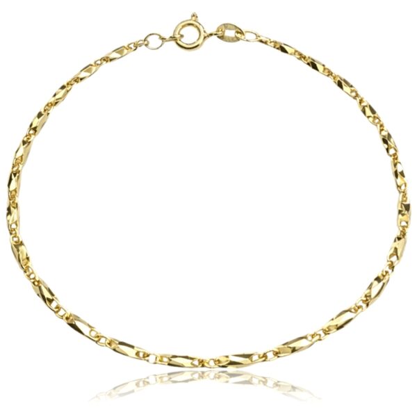 Sárga arany női karlánc csiszolt szemekkel